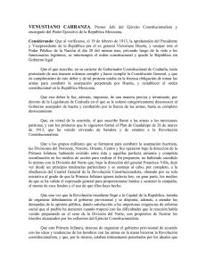 Venustiano Carranza. - Orden Jurídico Nacional