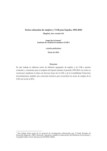 Series enlazadas de empleo y VAB para España, 1955