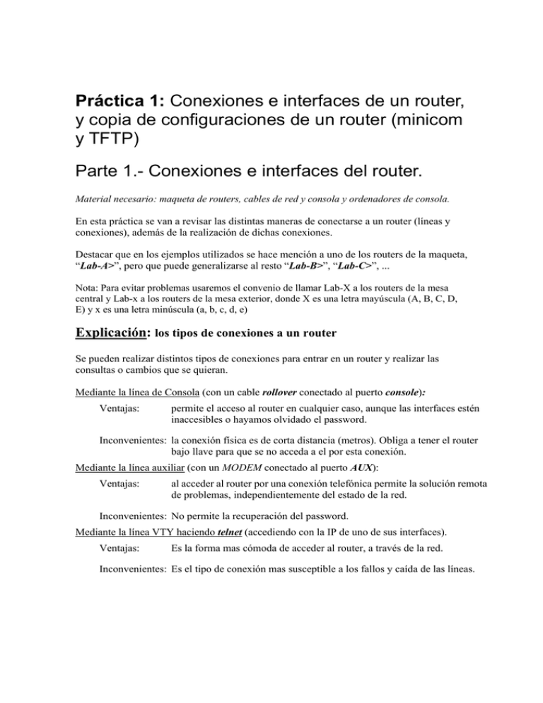 Práctica 1: Conexiones E Interfaces De Un Router, Y Copia De