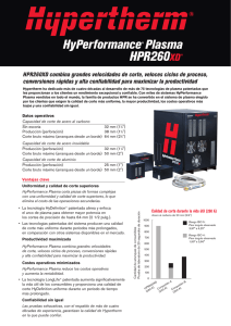 HPR260XD combina grandes velocidades de corte, veloces ciclos