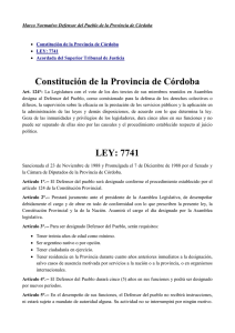 Constitución de la Provincia de Córdoba LEY: 7741
