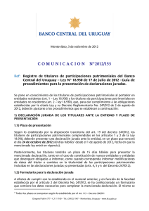 Comunicación 2012/153 - Banco Central del Uruguay