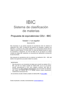 Propuesta de equivalencias CDU - IBIC