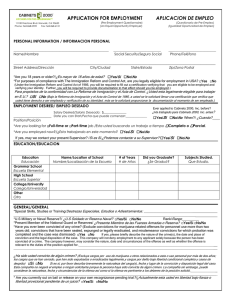 application for employment aplicacion de empleo