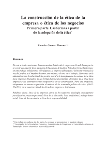 La construcción de la ética de la empresa o ética de los - E