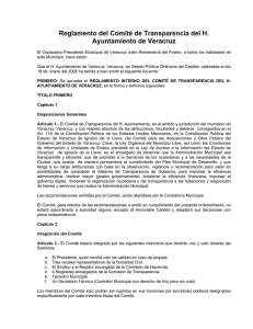 Reglamento del Comité de Transparencia del H. Ayuntamiento