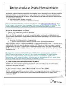 Servicios de salud en Ontario: Información básica