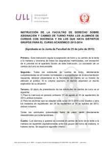 instrucción de la facultad de derecho sobre asignación y cambio de