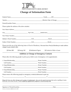 Change of Information Form