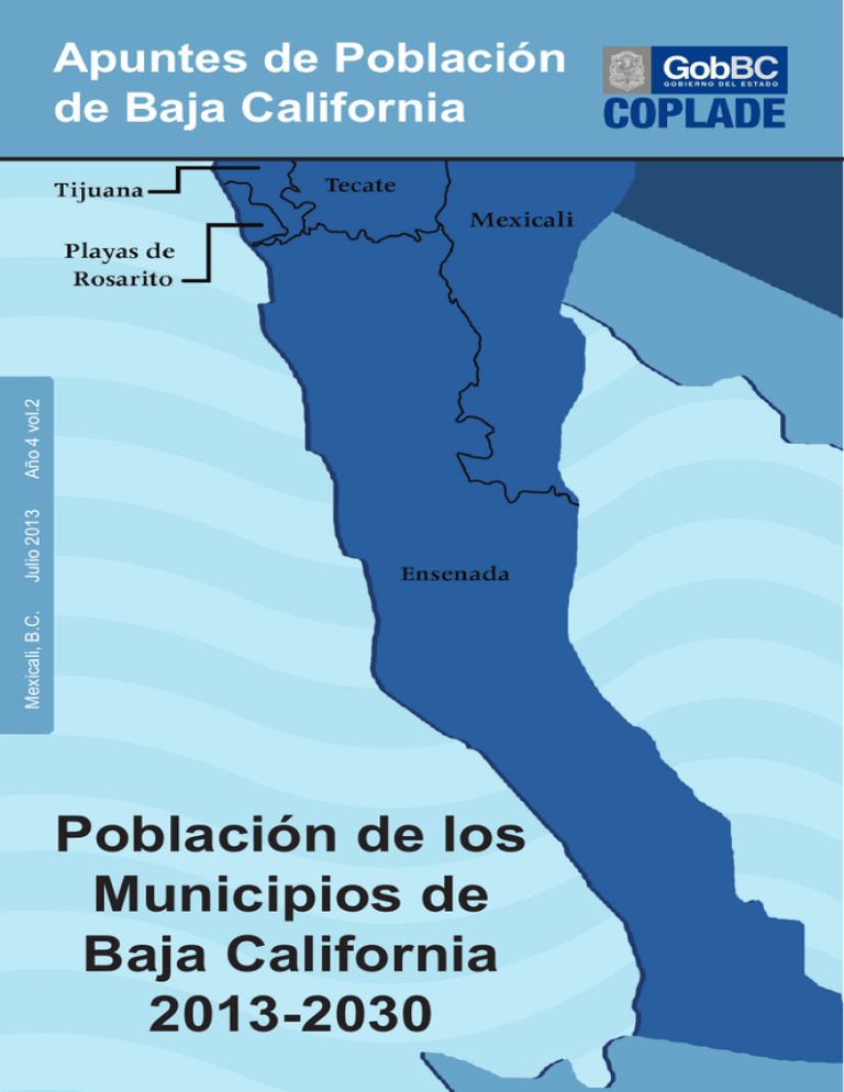 Población de los Municipios de Baja California 20132030