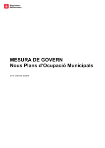 MESURA DE GOVERN Nous Plans d`Ocupació Municipals