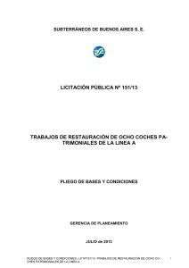 LICITACIÓN PÚBLICA Nº 151/13 TRABAJOS DE RESTAURACIÓN