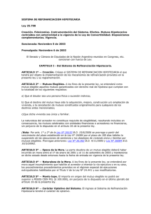 SISTEMA DE REFINANCIACION HIPOTECARIA Ley 25.798