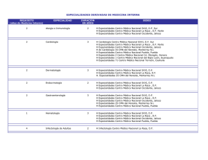 ESPECIALIDADES DERIVADAS DE MEDICINA INTERNA