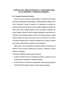 prevención de la contaminación en la pequena y