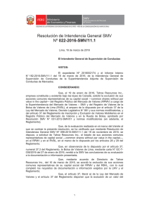 Resolución de Intendencia General SMV Nº 022-2016