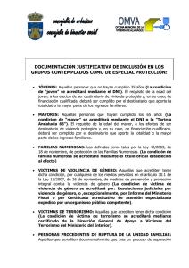 Documentación justificación inclusión grupos especial protección