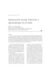 Interacción Social, Discurso y - Revista Investigación en la Escuela