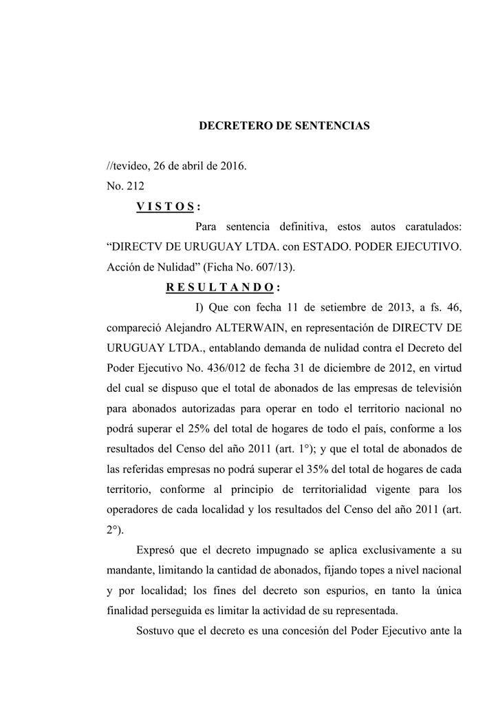 Sentencia 212/2016 Tribunal de lo Contencioso Administrativo Sentencia 212/2016 Tribunal de lo Contencioso Administrativo