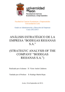 Análisis Estratégico de la empresa Bodegas Riojanas SA