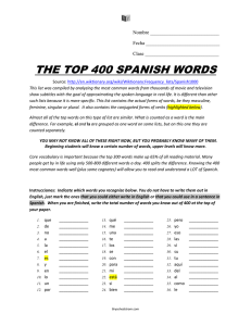 the top 400 spanish words