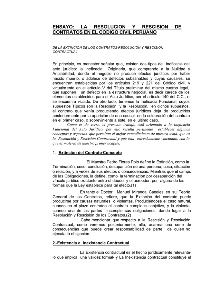 La Resolucion Y Rescision De Contratos En El Codigo Civil