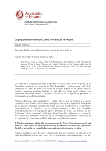 La pastoral del matrimonio debe fundarse en la verdad