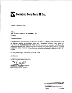 Banistmo Bond Fund II Inc. - Bolsa de Valores de Panamá