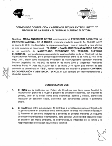 Convenio de Cooperación y Asistencia Técnica entre el INAM y el TSE