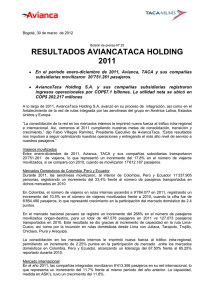 resultados aviancataca holding 2011