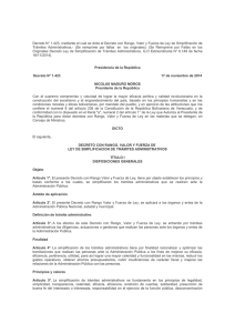 Decreto N&deg; 1423 Ley de Simplificacion de Tramites Administrativos