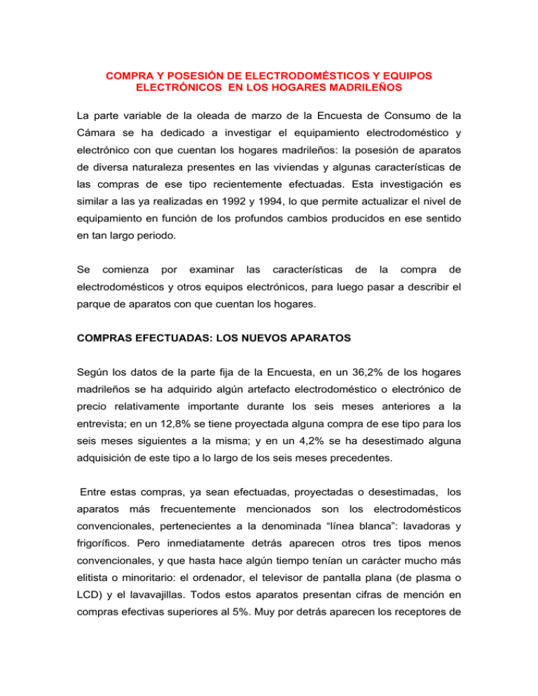 COMPRA Y POSESIÓN DE ELECTRODOMÉSTICOS Y EQUIPOS