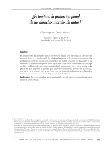 ¿Es legítima la protección penal de los derechos morales de autor? *