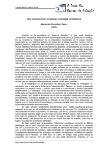 Una confrontaci&oacute;n incesante: ontolog&iacute;a y metaf&iacute;sica Alejandro