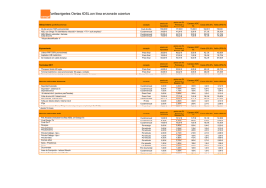 Tarifas vigentes Ofertas ADSL con línea en zona de cobertura