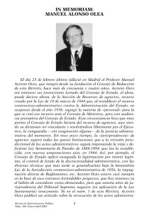 Eduardo García de Enterría. In Memoriam: Manuel Alonso Olea. IN
