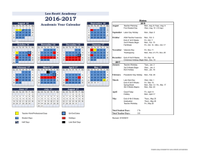 Lee-Scott Academy Academic Year Calendar