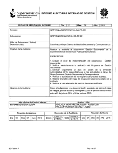 Informe Auditoría Interna de Gestión Subproceso Gestión Documental