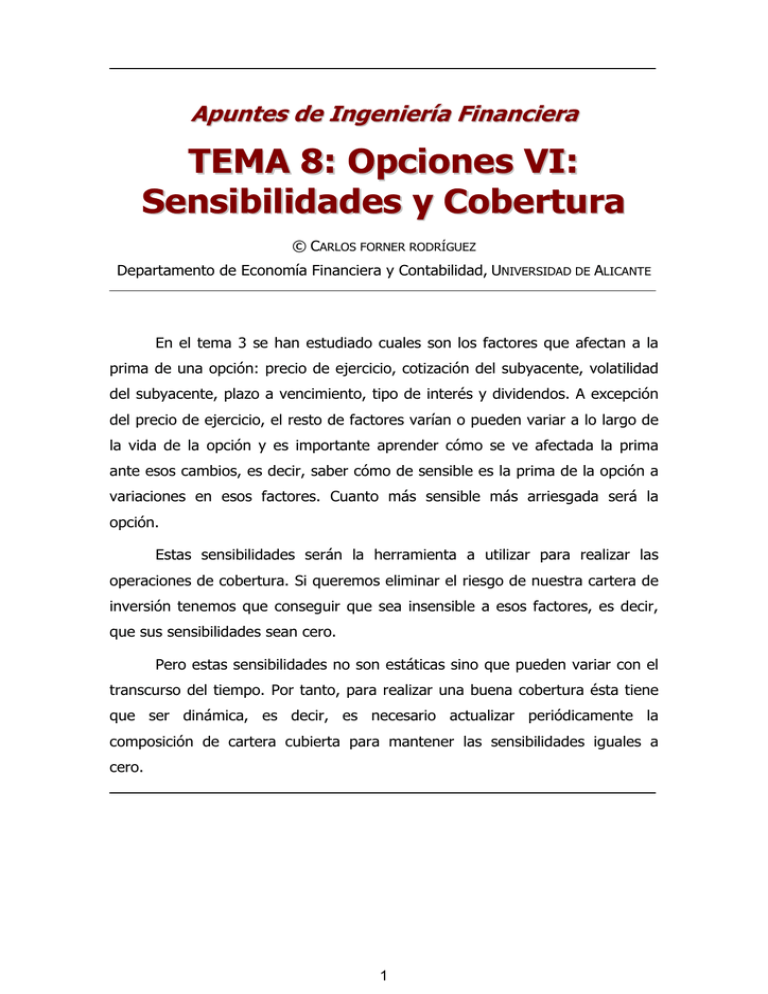 TEMA 8 Opciones VI Sensibilidades Y Cobertura