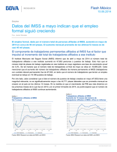 Datos del IMSS a mayo indican que el empleo formal siguió creciendo