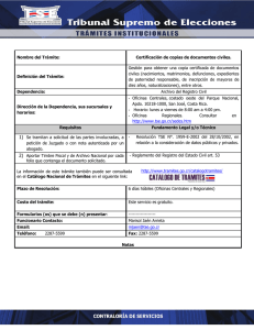 Nombre del Trámite: Certificación de copias de documentos civiles