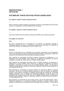 MODIFICATORIA 1 (2014-02-06) RTE INEN 085 “PAPAS (PATATAS