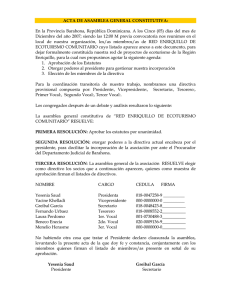 ACTA DE ASAMBLEA GENERAL CONSTITUTIVA: En la Provincia