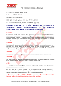 RD Sobre Transferencias Sanitarias de Cataluña