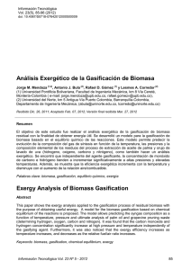 Análisis Exergético de la Gasificación de Biomasa Exergy Analysis