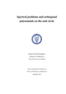Spectral problems and orthogonal polynomials on the unit circle
