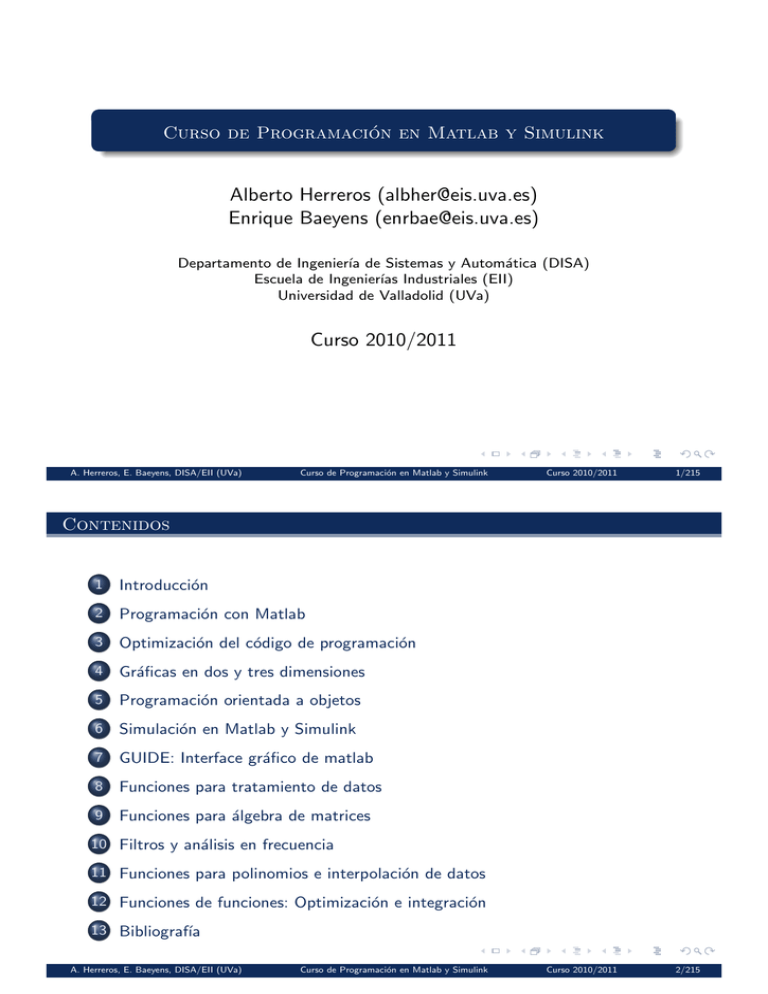 Curso de Programación en Matlab y Simulink