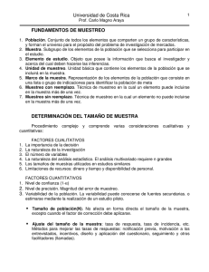 Universidad de Costa Rica FUNDAMENTOS DE MUESTREO