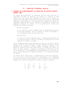 IV. MATRICES DISPERSAS (Sparse) 1. FORMATO DE