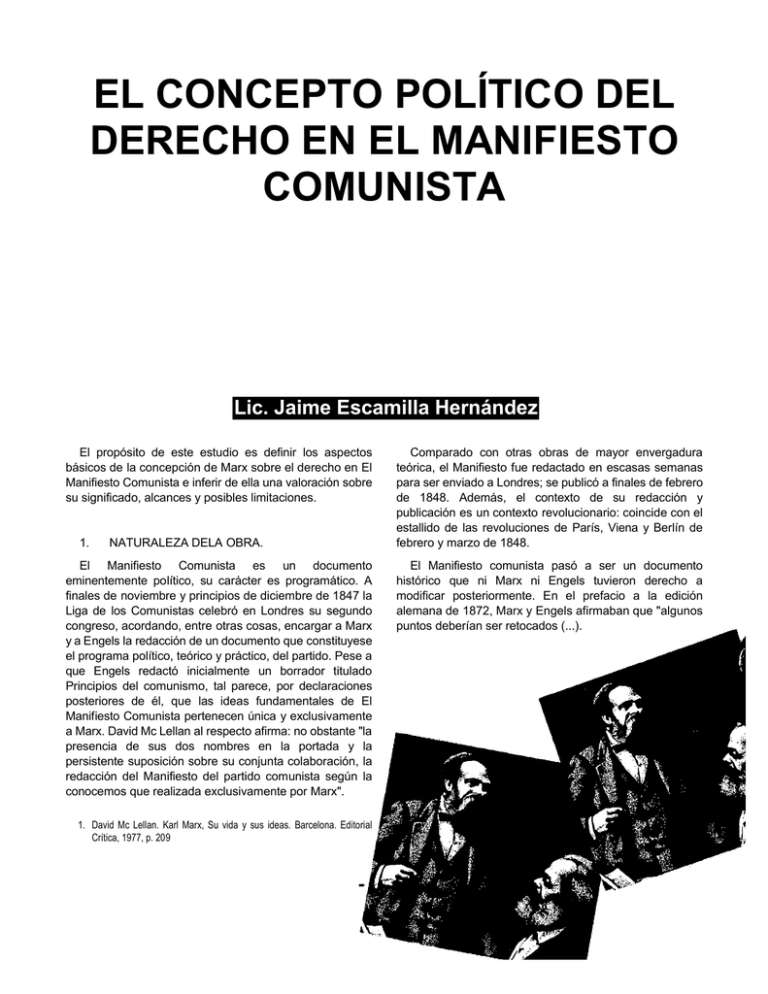 El Concepto Político Del Derecho En El Manifiesto Comunista